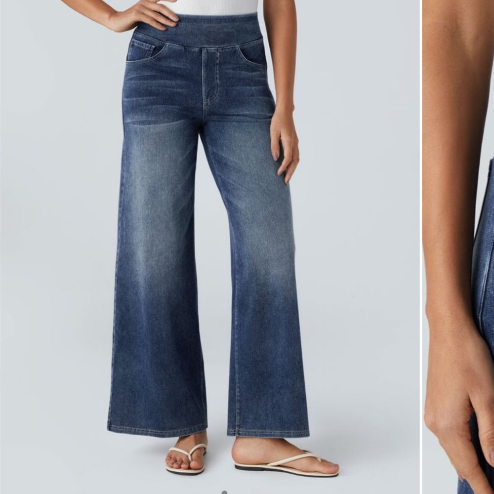 HALARA Blue Flare Wide Leg Jeans